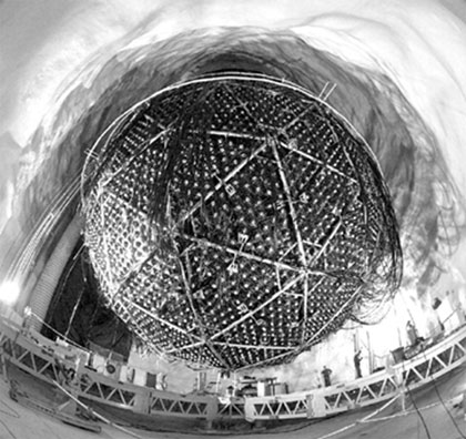 The Sudbury Neutrino Observatory. SNO is able to directly detect fluxes of neutrinos emanating from the sun.  Photo by Roy Kaltschmidt 